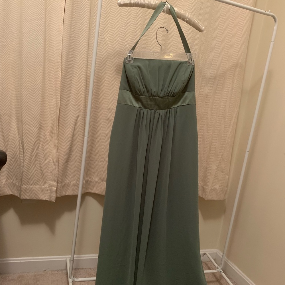 Alfred Angelo Green bridesmaid halter dress sz 14